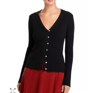 New Tahari Ribbed V Neck Cardigan Women’s XS Old Money Casual